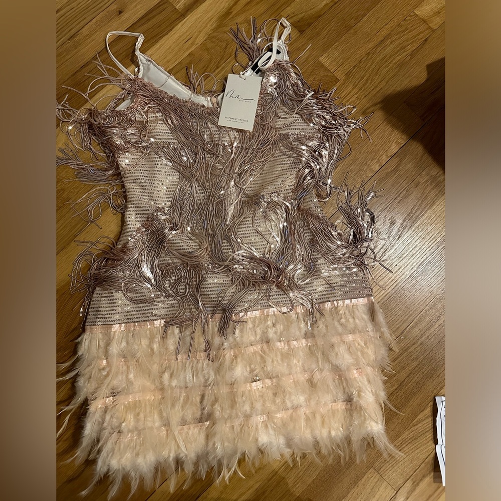 Elegant Feathered Mini Dress
